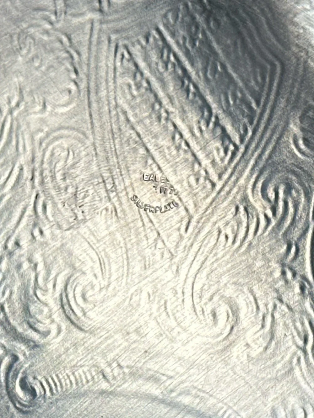 Vintage Silver-plated Tri-footed Tray with Ornate Decorative Engraving